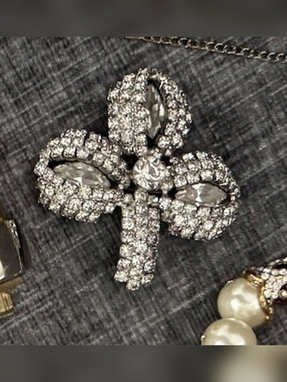 Vintage Crystal Bow Brooch
